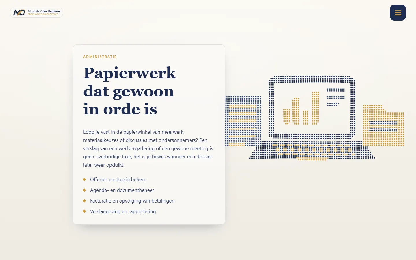 Een dienstpagina van Musculi Vitae